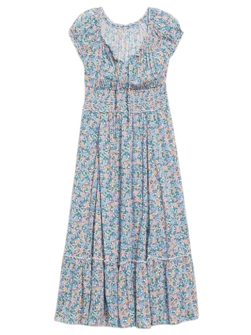 Old Navy ~ Waist-Defined ~ Smocked Floral-Print ~ Midi Dress ~ Delicate Florals
